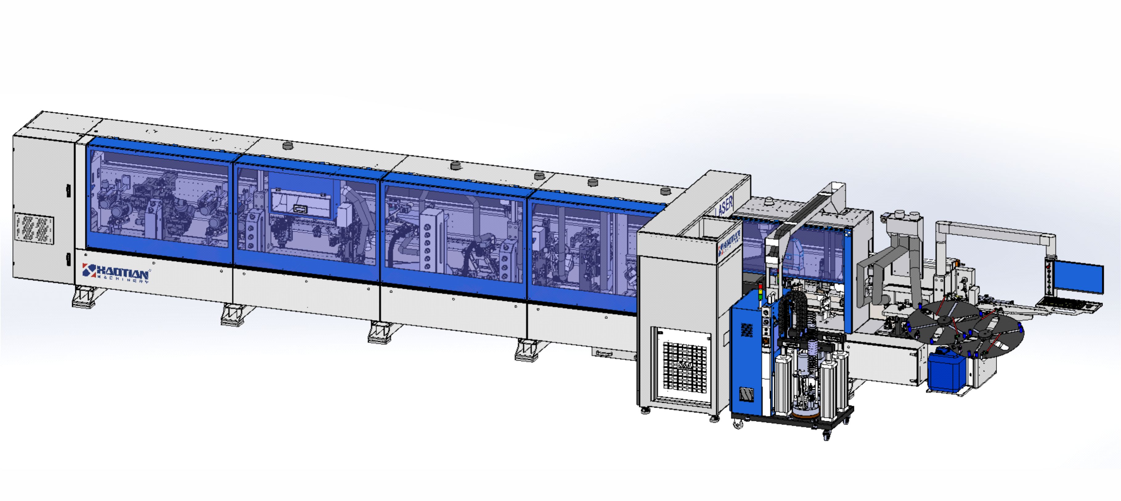 ECO-258H/12/13+L PUR2 LASER-S(激光和伺服單軸雙膠多色PUR 板件及封邊帶厚度自動(dòng)測(cè)量 伺服